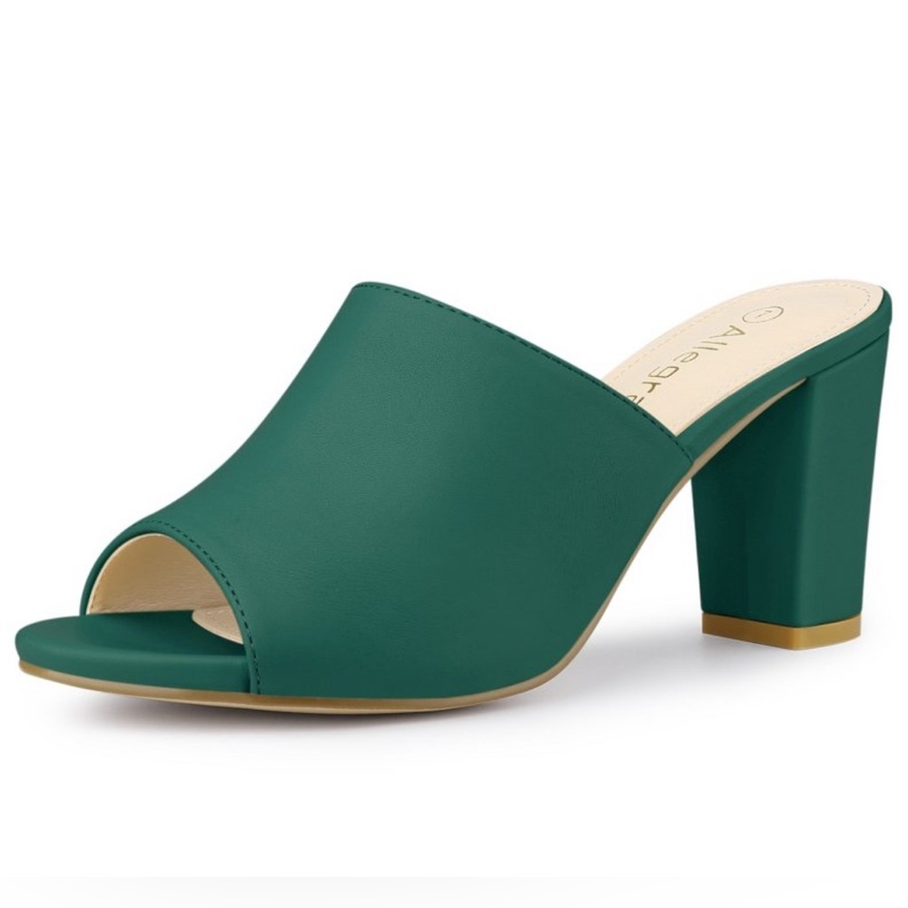 Elegant Green Heeled Mules